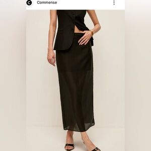 REVOLVE-Commense•Black Semi Sheer Maxi Skirt Slit Back NWT Size Small